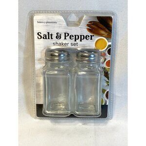 salt and pepper shakers set clear glass silver top by brite concepts jacent